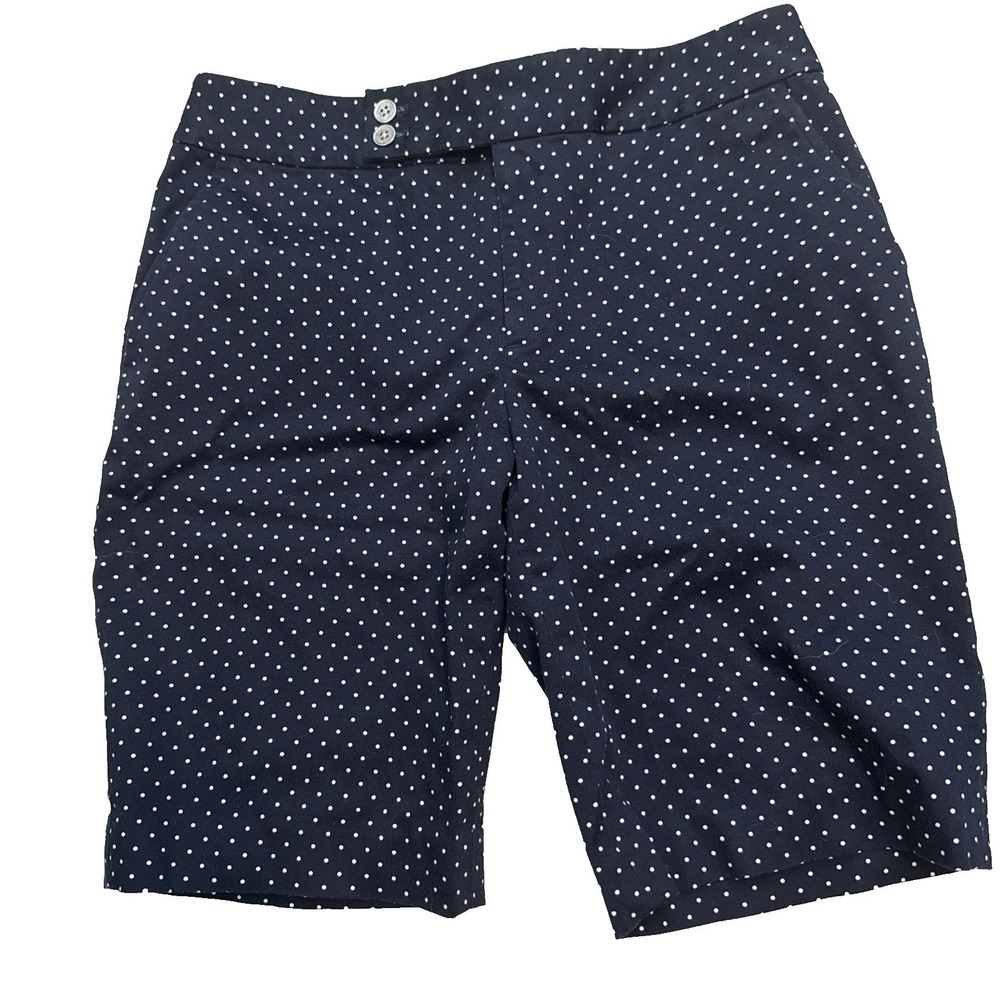 Chaps Womens Polka Dot Shorts Size 8 Preppy Resortwear Stretch Classic Coastal
